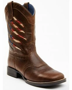 Cody James Boys' Ripped Flag Western Boots - Broad Square Toe Multi
