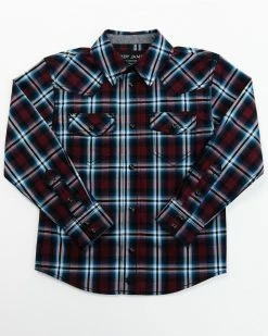 Cody James Boys' Plaid Print Long Sleeve Snap Western Shirt - Toddler For Toddler-Boys' Red